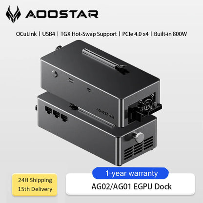 AOOSTAR AG02/AG01 EGPU Dock with OCuLink & USB4 Dual Ports, PCIe 4.0 x4 High Speed for Laptop Mini PC External Graphics Card.