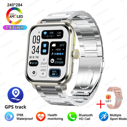 Smart Watch Women Man 1.85" HD Screen GPS Sport trajectory Heart Rate Health Watches Blood oxygen Men Smartwatch For Android IOS