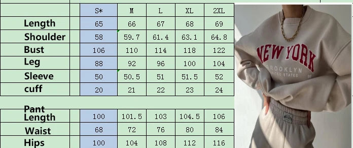 Warm Suit Autumn Winter Women Solid Set Elegant O-neck Pullover Hoodie And Pocket Trousers Two-Piece Set Lady Casual Loose Sets.