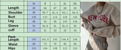 Warm Suit Autumn Winter Women Solid Set Elegant O-neck Pullover Hoodie And Pocket Trousers Two-Piece Set Lady Casual Loose Sets.