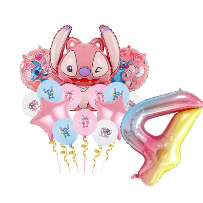 Disney Rosa Stich Geburtstag Party Dekorationen Mädchen Einweg Geschirr Ballon Kuchen Topper Tischdecken Liefert Baby Dusche