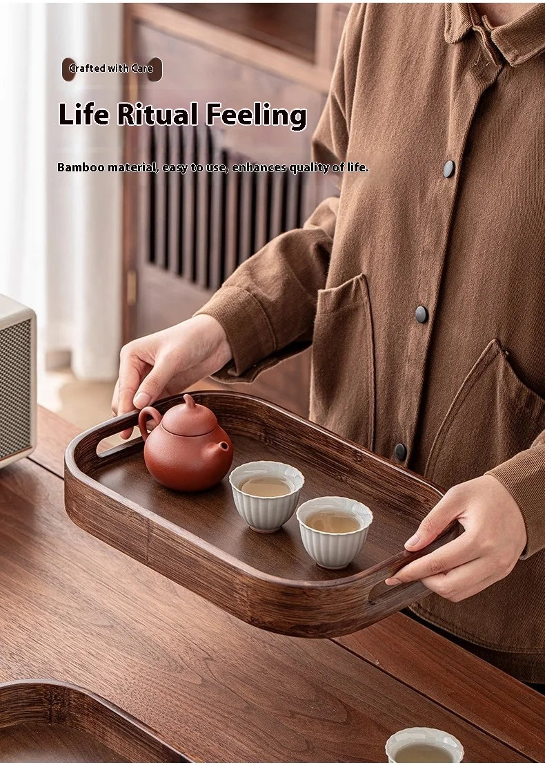 Gianxi Japanese Bamboo Household Tray Rectangular Hotel Solid Wood Dinner Plate Afternoon Tea Dessert Dim Sum Plate Tea Tray.