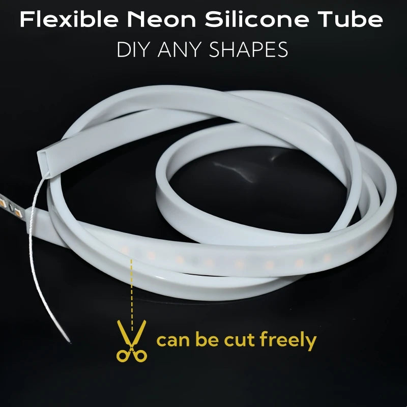 1-10m White/Transparent Neon Silicone Tube LED Rope Lamp Waterproof Diffuser Cover For 8/10/12m RGB Flexible Strip Light Channel.