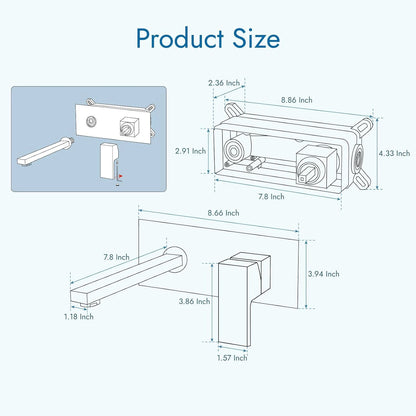 BAKALA Luxury  Mirror Matte  Black White Bathroom Faucet Basin Sink Tap Wall Mounted Square Brass Mixer LT-320BR