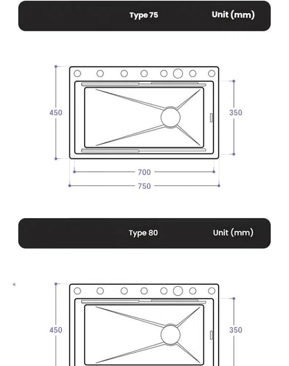 Household Intelligent Stainless Steel Kitchen Sink Digital Display Waterfall Wash Dish Basin Honeycomb Emboss Large Single Slot