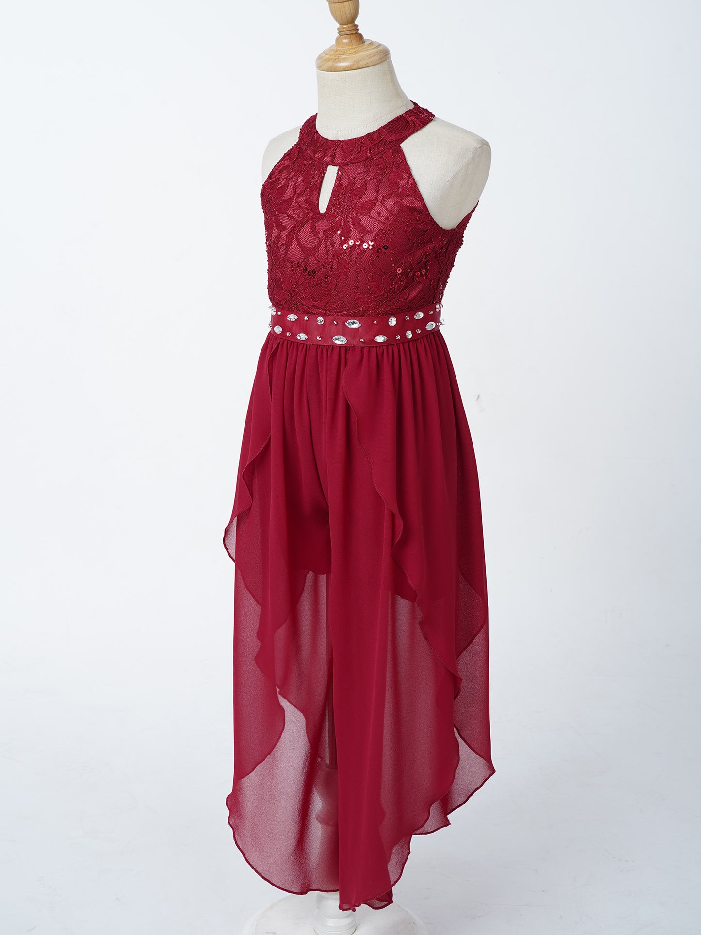 Sommer Mädchen Ärmellosen Chiffon Maxi Kleid Shiny Perlen Spitze Gebaut-in Shorts Party Kleid für Hochzeit Geburtstag Dance Leistung.