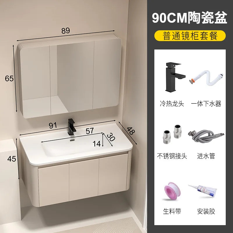 Moderner intelligenter Badezimmerschrank, Wabenstruktur, Aluminium, WC, Waschbecken, Schrank, Kombination, integriertes Keramikwaschbecken, Waschtisch