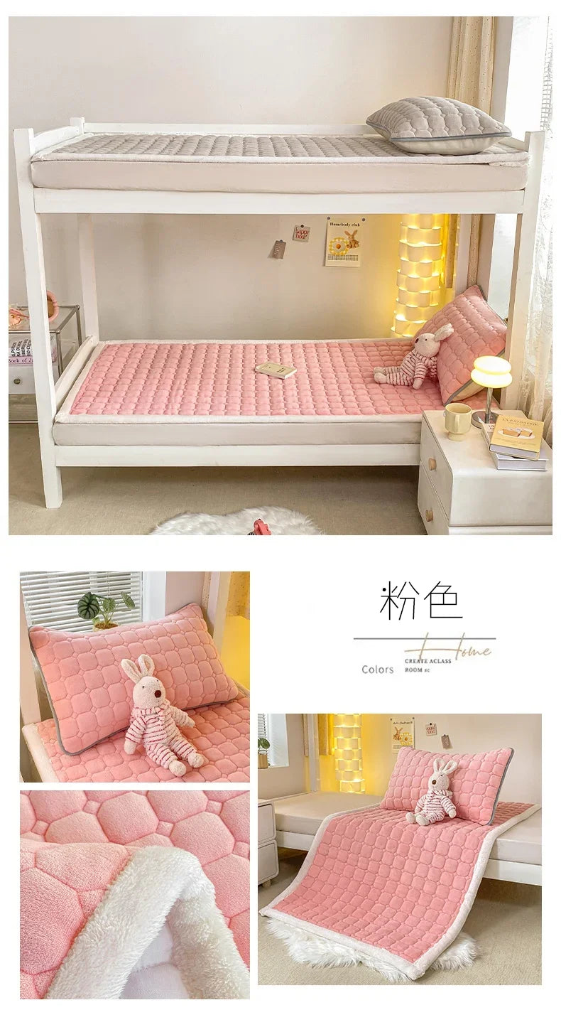 2024 Winter Milk Velvet Bedspread King Size Bed Cover Quilted Mattress Pad Washable Mattress Protector Bed Linen Queen Bedsheet.