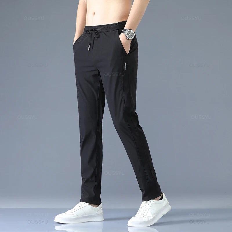 OUSSYU Brand New Spring Summer Men's Casual Pants Slim Pant Straight Thin Trousers Male Fashion Stretch Khaki Jogging 28-38.