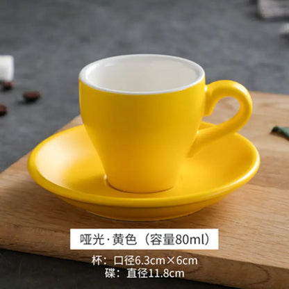 Thickened Ceramic Coffee Cup Set 80ML Italian Espresso Cup Plate Small Cup Colorful with Plate Spoon Drinkware.