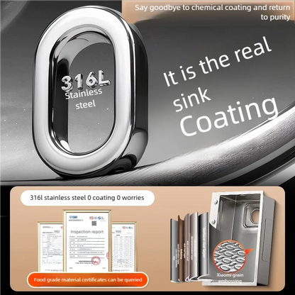 316L Stainless Steels Kitchen Sink Scratch and Grease Resistant Large Single Slot Household Left Right Mount Undermount Basin