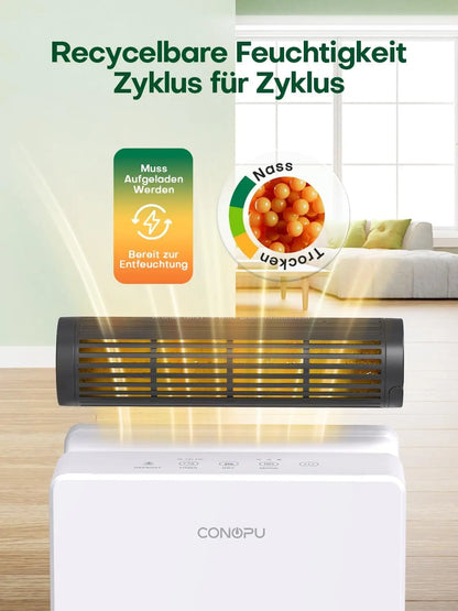 Dehumidifier for Bedroom 2000 ml, Double Hold Design, Drying Mode, Sleep Mode 30 dB, Automatic Defrost Function 24h Timer