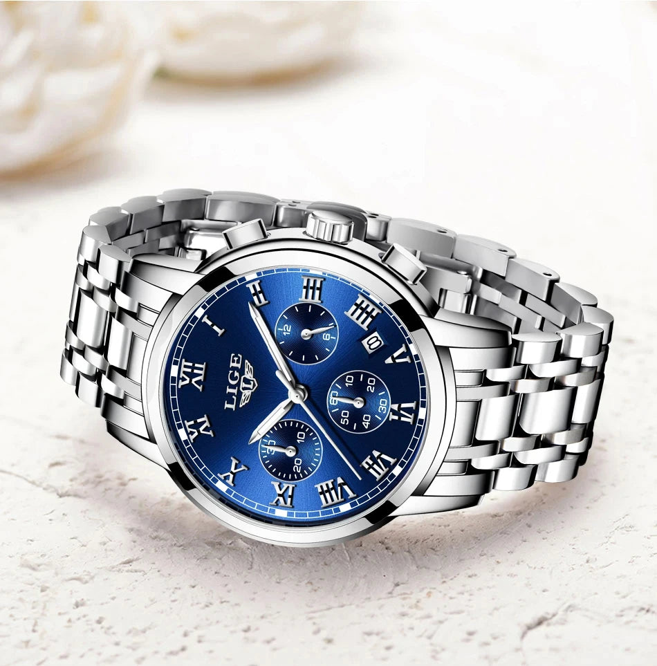 LIGE 2024 New Fashion Women Watches Ladies Top Brand Luxury Creative Steel Women Bracelet Watches Female Quartz Waterproof Watch.