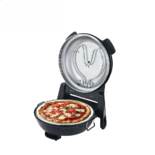 Elektrischer Pizzaofen mit Edelstahl-Rotationshersteller, eingebauter Ofen, Steinpfannen, Mini-Haushaltsgrill