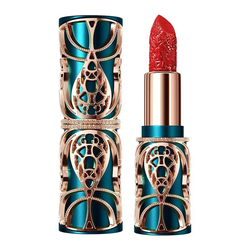 Chinoiserie Carving Lipstick Waterproof Long Lasting Women Velvet Lip Glaze Sexy Women Lip Tint Mud Cosmetics For Gifts.
