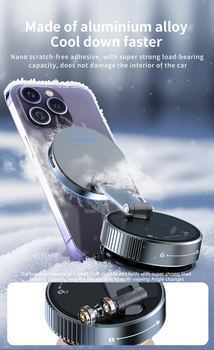 2025 New K3 Wireless Charger Car Phone Holder Colorful Light Vacuum Suction Cup Charging Can 360° Rotate Foldable Phone Holder.