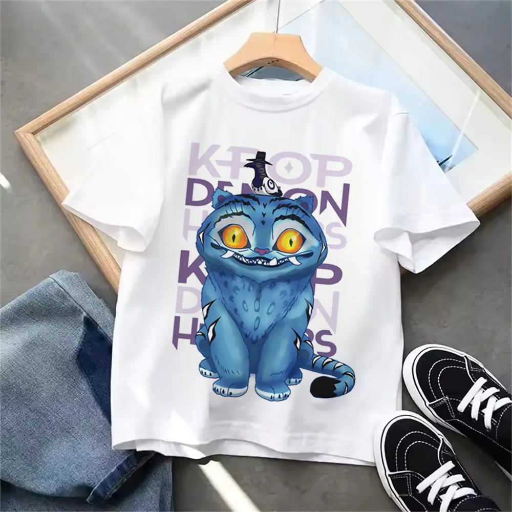 Summer 2025 New KPop Demon Hunters Kids Girls Boys T-shirt Children's Clothing T Shirt Casual O-Neck Short Sleeve Tops.
