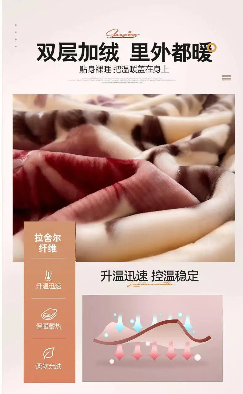 2025 new printed double-layer thickened Raschel  - et single double autumn and winter warm  - et cloud mink  - et.