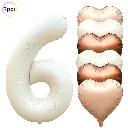 40in Cream Big Number Balloon 18in Three Color Love Foil Helium Balloons Aldult Birthday Set Boys Girls 1st Birthday Decorations