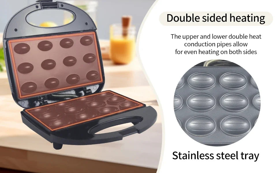 XEOLEO Electric Walnut Cake Waffle Maker 750W 12 Holes Pastry Nut Waffle Bread Maker Mini Baking Breakfast Machine Kitchen.