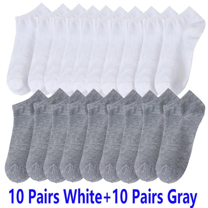 10/20/30Pairs Socks Men Women Boat Socks Thin Breathable Comfy Sweat-absorbing Ankle Socks Unisex Casual Plain Color Short Socks