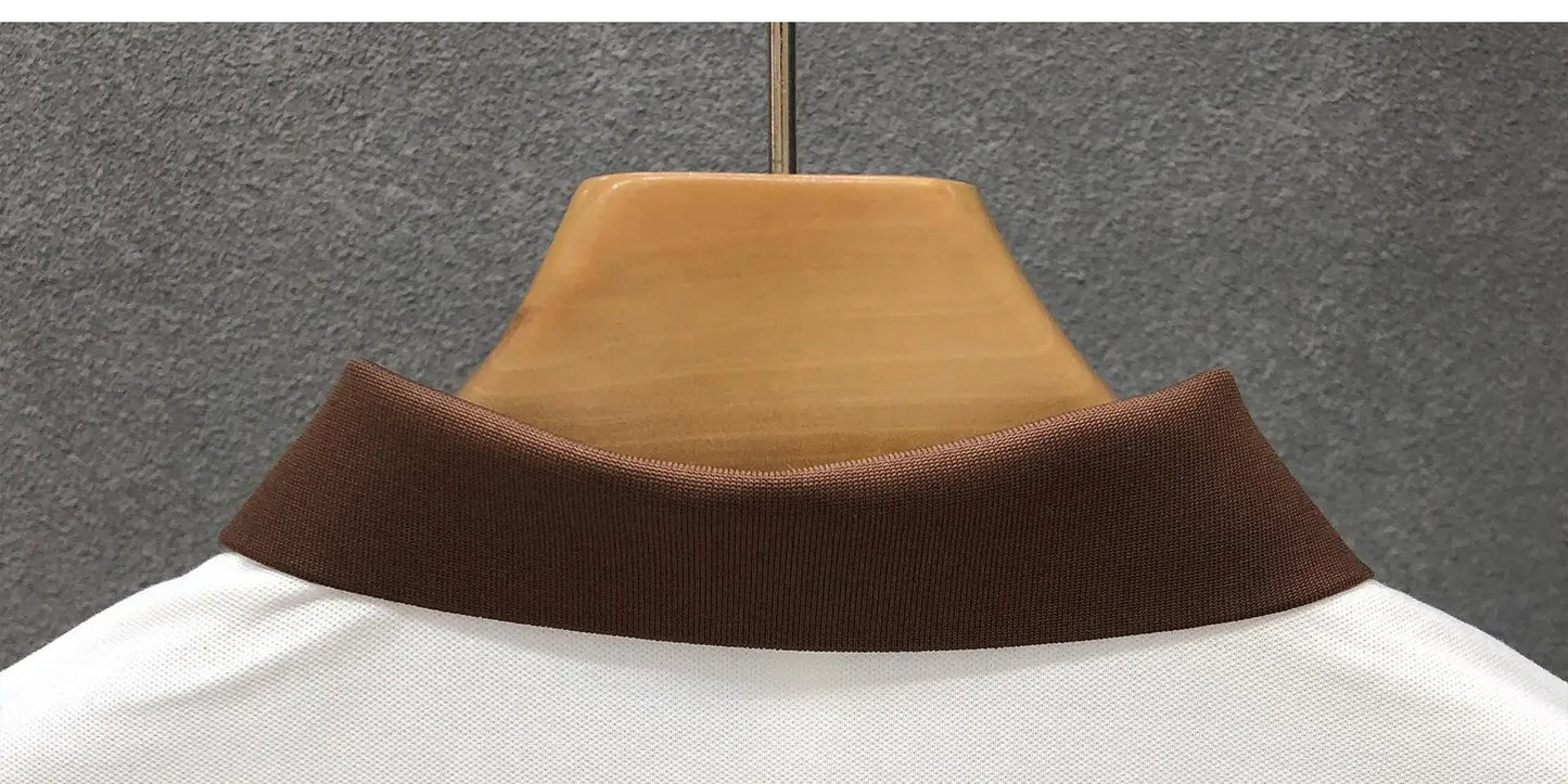 Men's Casual Polo Shirt Collared Short Sleeve Pique Cotton Breathable V-Neck Color Block Half Sleeve Summer Loose Top