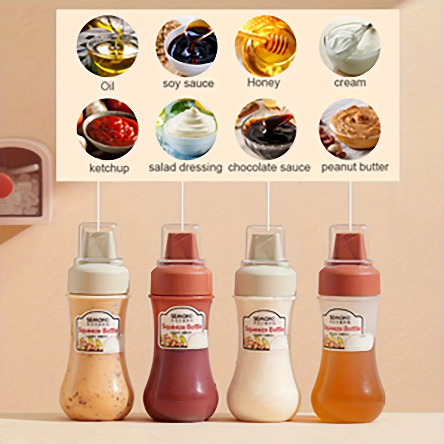 Condiment Squeeze Bottles 5 Hole Nozzles 350ml Sauce Squeeze Bottle,Ketchup Bottles Squeeze for Ketchup,Sauces,Syrup,BBQ,Kitchen.