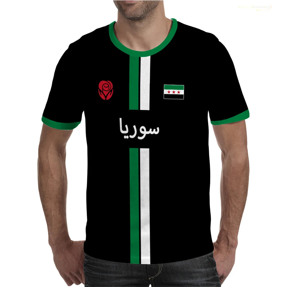 New Syria Football Jersey Men's Sports T-shirts Syrian Flag Street Oversized Tops Unisex Casual Graphic T-shirts Mens Gifts.