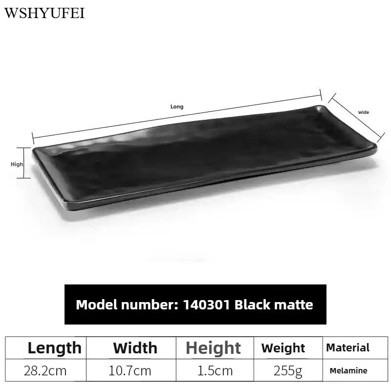 Black Melamine Plate Plastic Barbecue Dish Commercial Cutlery Kitchen Dinner Plates Not Easily Broken Tableware Accessories