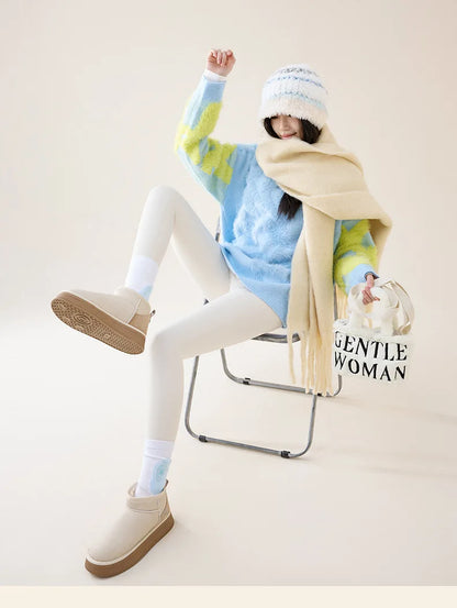 BIVIGAOS Autumn Winter High Waist Fleece Sharkskin Leggings Women Seamless Slim Tight-Fit Velvet Thickened Elastic Warm leggings