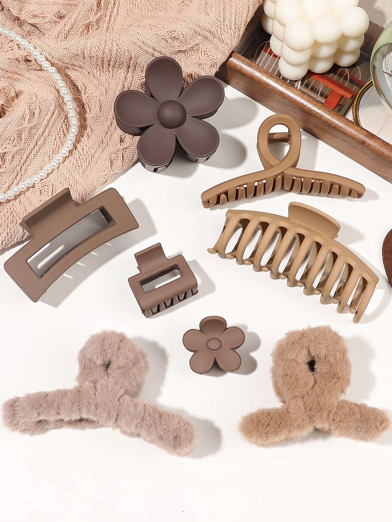 7/8Pcs Neutral Color Hair Clips for Women 4.7Inch Large Hair Claw for Thin Thick Hair,Big Matte Banana Clip,Strong Hold jaw clip.