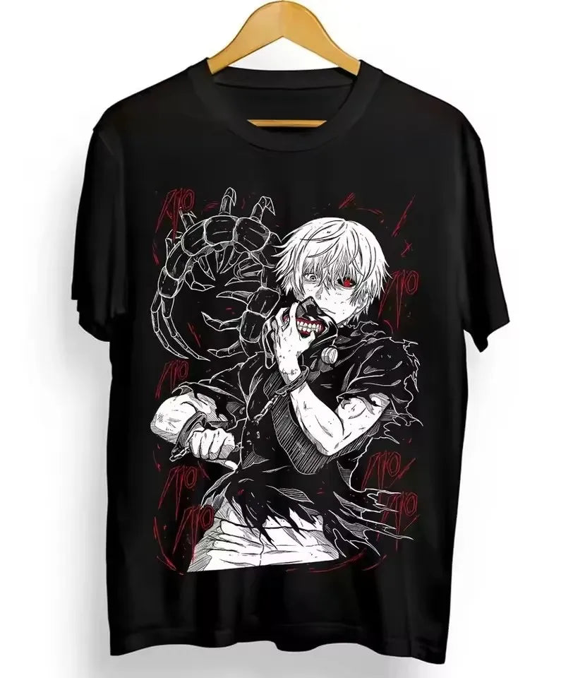 Tokyo Ghoul T Shirt Ken Kaneki TShirt Japanaise Manga Anime T-shirt Y2k Clothes High Quality Cotton Streetwear Male.
