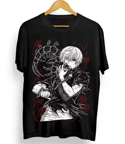 Tokyo Ghoul T Shirt Ken Kaneki TShirt Japanaise Manga Anime T-shirt Y2k Clothes High Quality Cotton Streetwear Male.