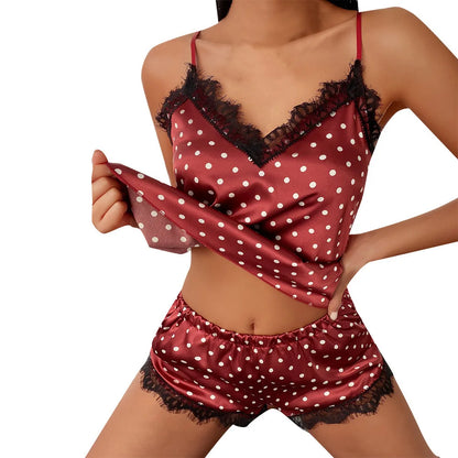 Sommer Frauen sexy Pyjamas Set Satin Seide tiefe V-Spitze Cami Weste Home Kleidung Tops und Shorts Nachtwäsche für weibliche Leibchen Rock.