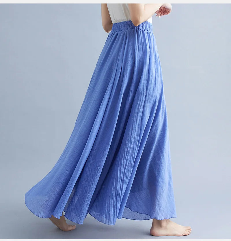 Fashion Clothes Women Clothing Skirts Vintage Y2k Elegant Streetwear Bohemian Cotton Linen Casual Vestido De Festa Long Skirt.