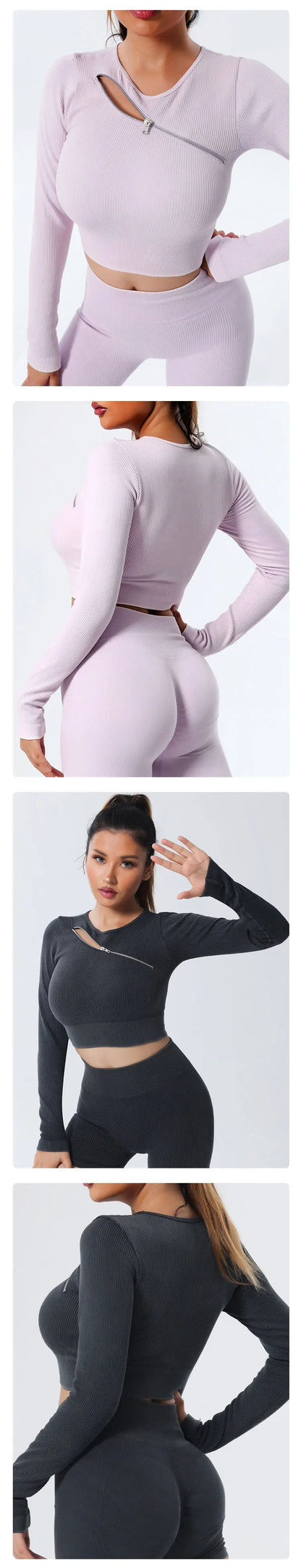 Yoga Suit High Waist Leggings Running Training Tights Sports Outfits Long Sleeve Crop Top Bra Seamless Fitenss Set Fitness Wear