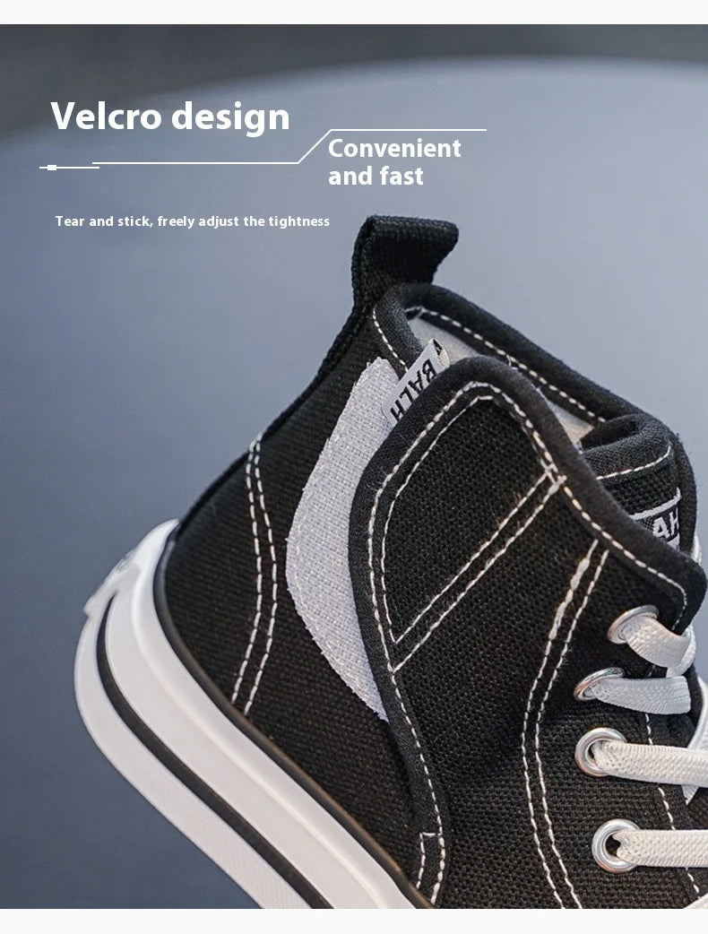 Spring and Autumn New Children's Canvas Shoes Boys High-Top White Shoes Girls Casual Shoes Parent-Child Shoes Board Shoes.