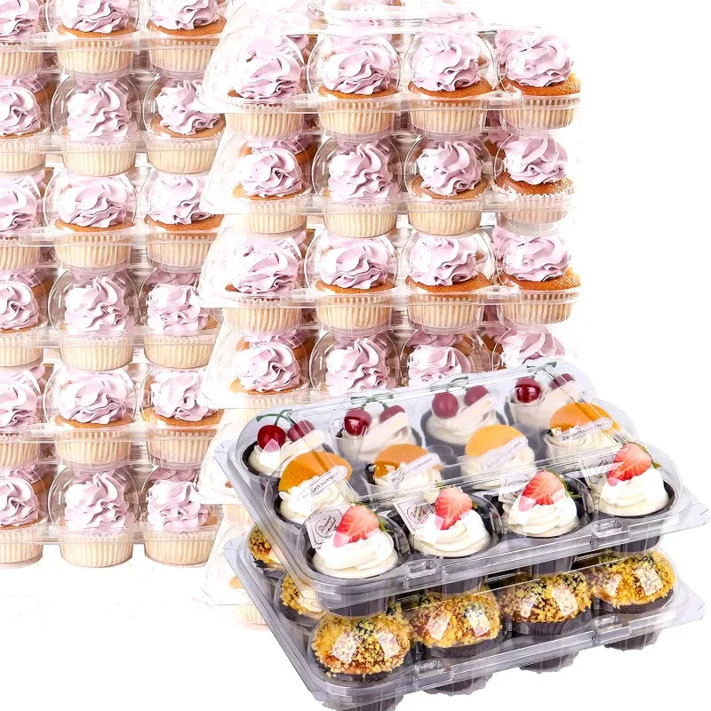 4/6/12 Count Cupcakes Box Tray Container Cake Carrier Holder Muffin Boxes Baking Muffins Egg Tart Storage Tray Tall Dome Lids.