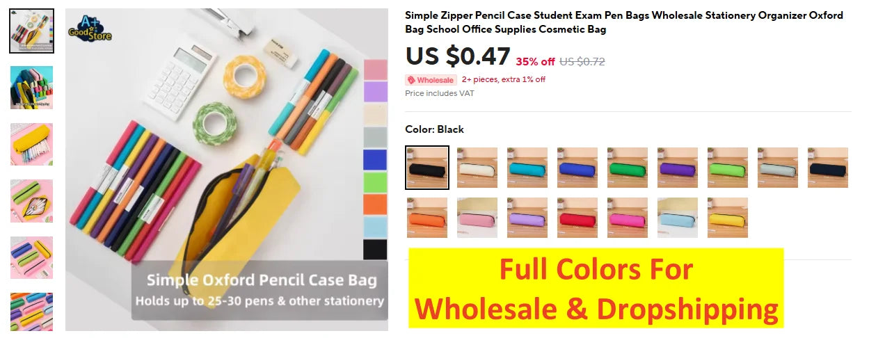 Solid Color Pencil Case Simple Pencil Bags For Student New Stationery School Supplies Kids Gift Zipper Big Cosmetic Bag.