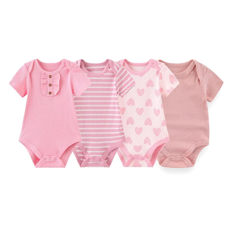 Kiddiezoom 4 Teile/los Unisex Baby Junge Mädchen Bodys Kurzarm Infant Onesies Erste Weihnachten Baby Kleidung.