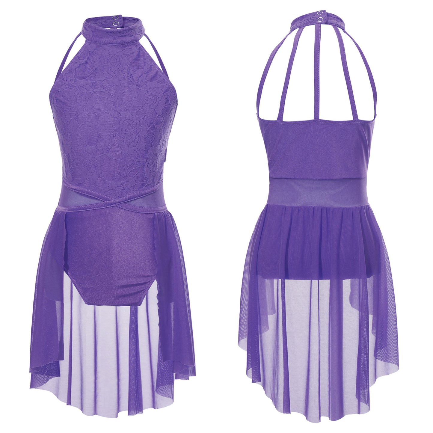 Mädchen Ballett Gymnastik Trikot lyrischen Tanz kleid ärmellose florale Spitze Tutu Tanz kleidung für Eiskunstlauf Bühnen performance