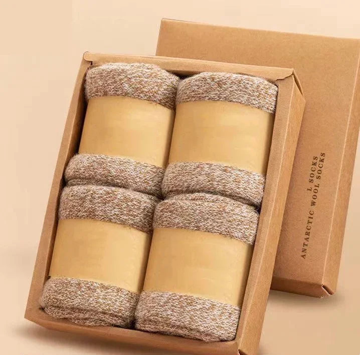 4Pairs/Lot Men's Winter Super Thick Thermal Socks Wool Men Women Solid High Quality Merino Wool Socks Cold Snow Warm Wool Socks