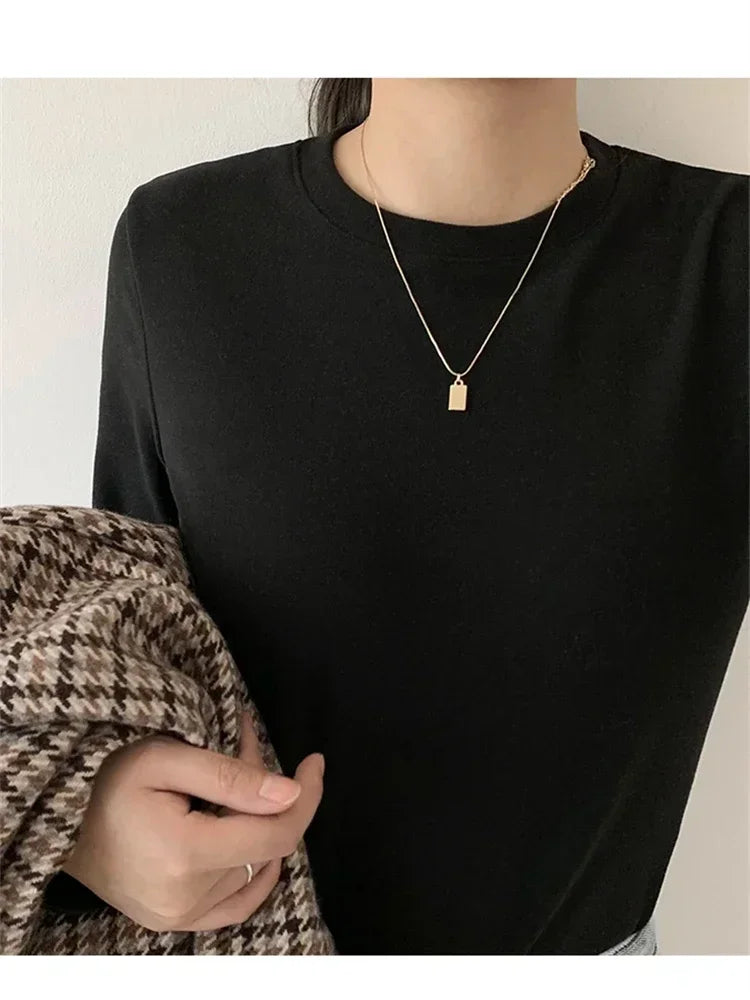 Winter Frauen Pullover T Shirt Frauen Oversize T-Shirt Frau Kleidung Weibliche T Tops Pullover Langarm Rohr Gestrickte T-shirt Top