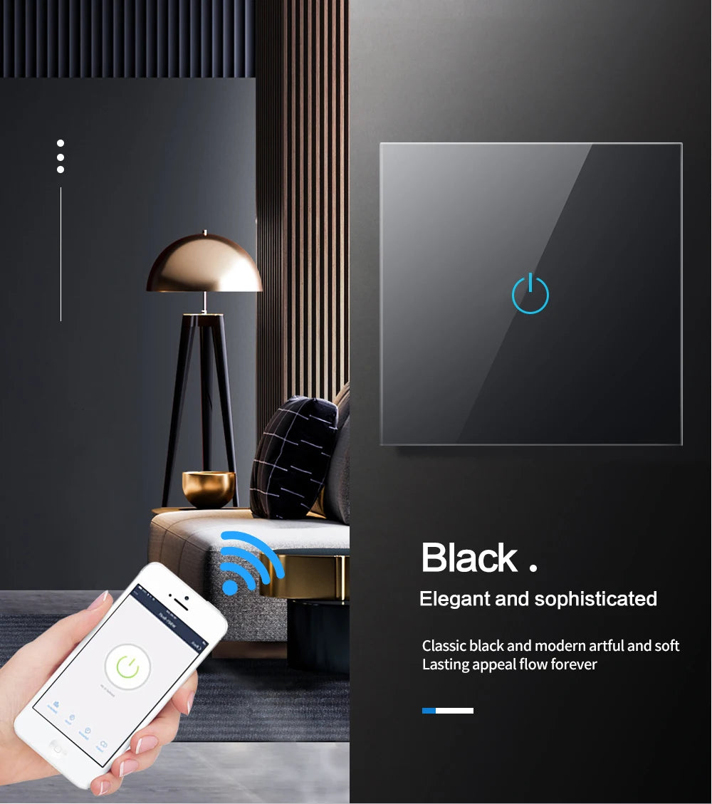 BONDA Smart Switch Alexa RF433 Keine neutrale Tuya-Steuerung funktioniert mit Google 1/2/3 Gang Smart Life Home Light WiFi Touch Switches 86.