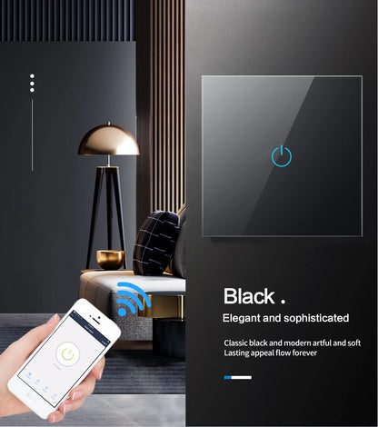 BONDA Smart Switch Alexa RF433 Keine neutrale Tuya-Steuerung funktioniert mit Google 1/2/3 Gang Smart Life Home Light WiFi Touch Switches 86.