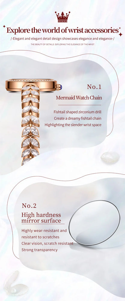 OLEVS 9971 Women's Watches Elegant Fashion Original Wristwatch Waterproof  Fish Bone Strap Luminous Hand Diamond Bezel Reloj.