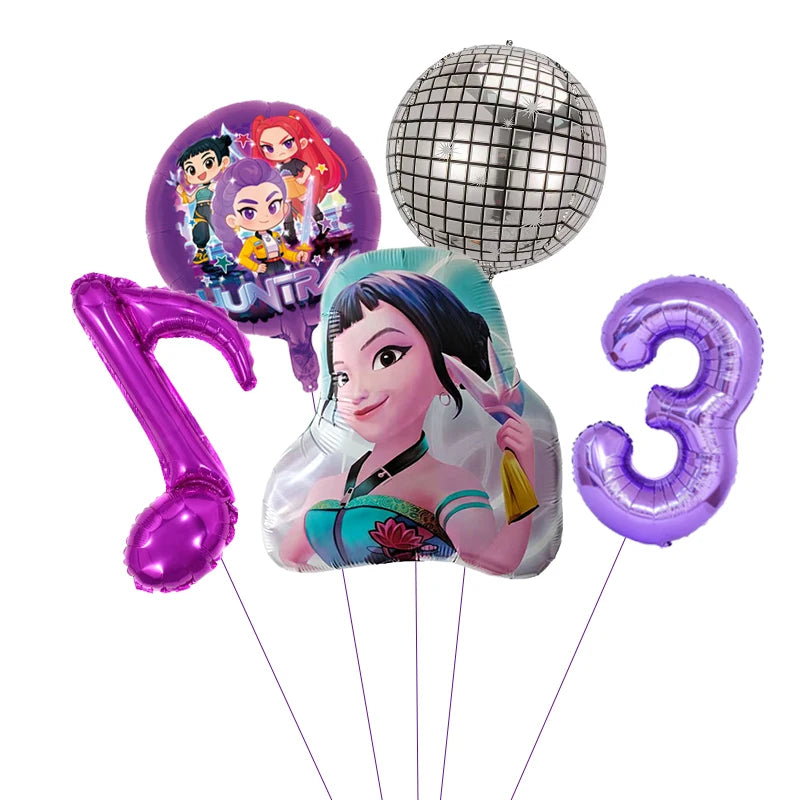 1 Set Kpop Dämonenjäger Thema Ballon Mädchen Alles Gute zum Geburtstag Party Dekoration Kinder Baby Dusche Geschenke Lieferungen