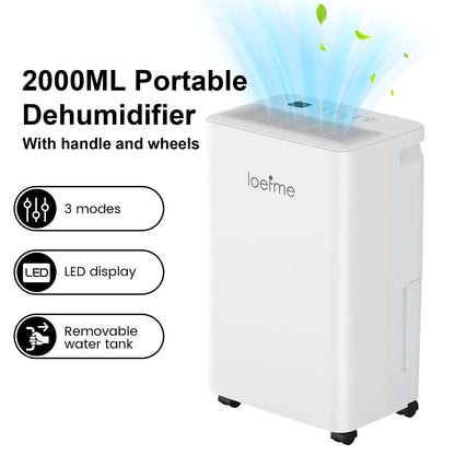 Electric 12L/Day Compressor Dehumidifier Air Purifier with Humidistat 24H Timer LCD Display Portable with Wheels for Home Damp.