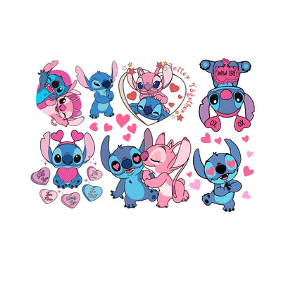 Cartoon Lilo & Stitch Rainbow Wall Stickers For Kid's Room Kindergarten Living Room Bedroom Wall Decoration Animated Poster.