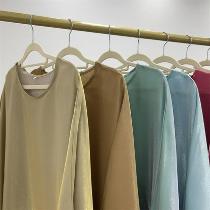 Summer Butterfly Batwing Satin Shiny Abaya Dubai Luxury 2024 Islam Muslim Maxi Kaftan Dress Kebaya Abayas for Women Vestidos.